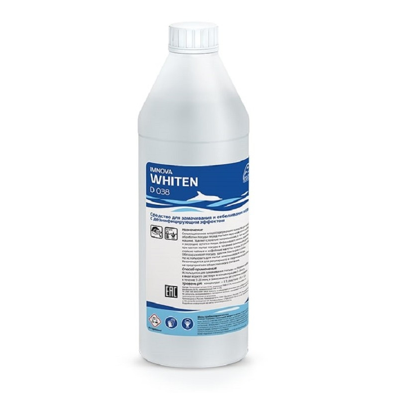 превью Средство для замачивания и отбеливания посуды Dolphin Imnova Whiten 1 л (концентрат)