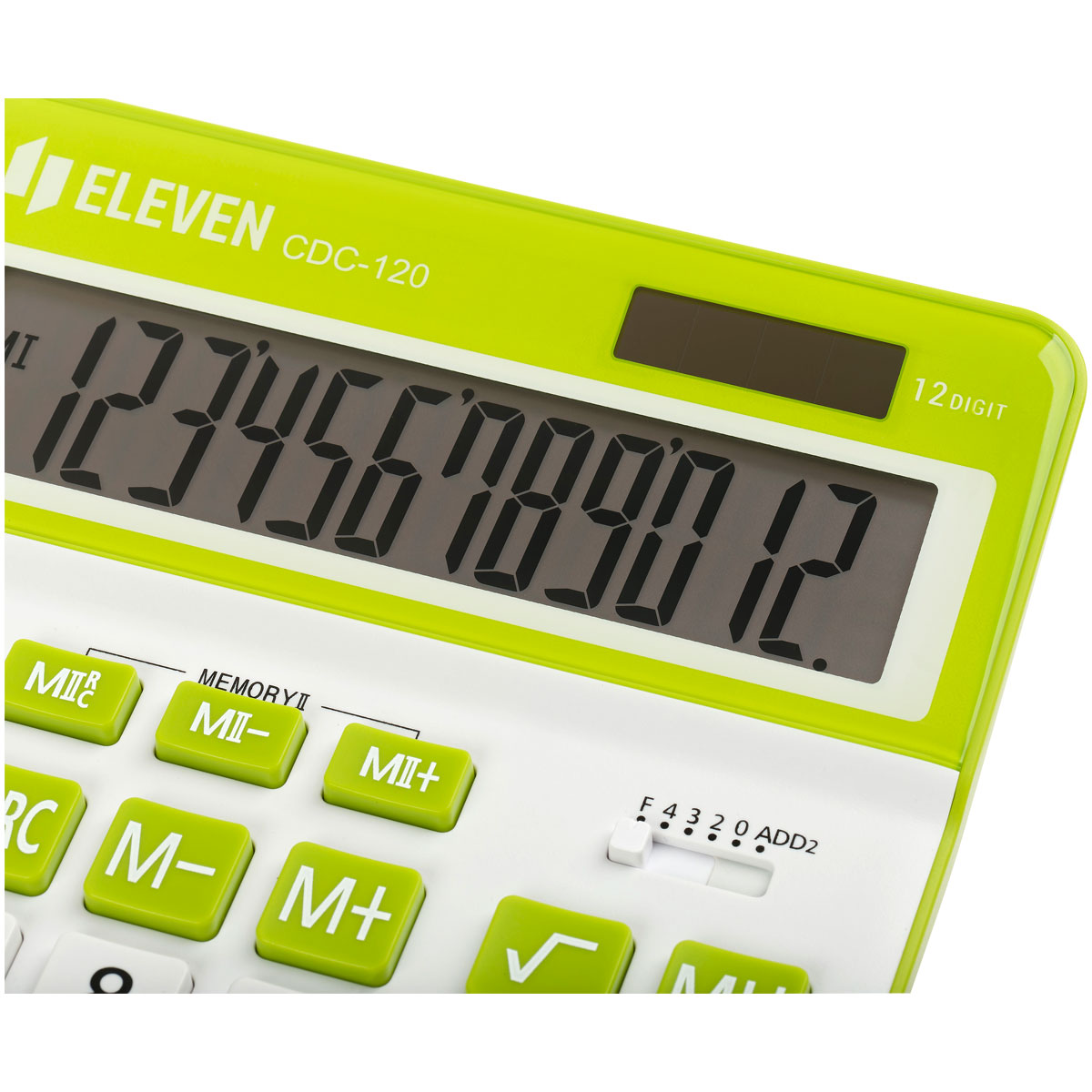 Калькулятор настольный Eleven CDC-120-WH/GN, 12 разрядов, двойное питание, 155×206×38мм, белый/салатовый