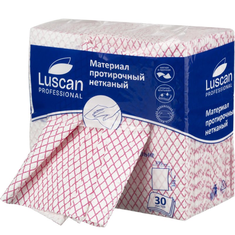 Материал протирочный нетканый Luscan Prof красный 110г 33.5×34.5см 30л/уп