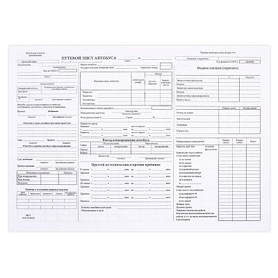 Бланк Путевой лист автобуса (форма №6), А4, офсет, 100 экз., в пленке т/у