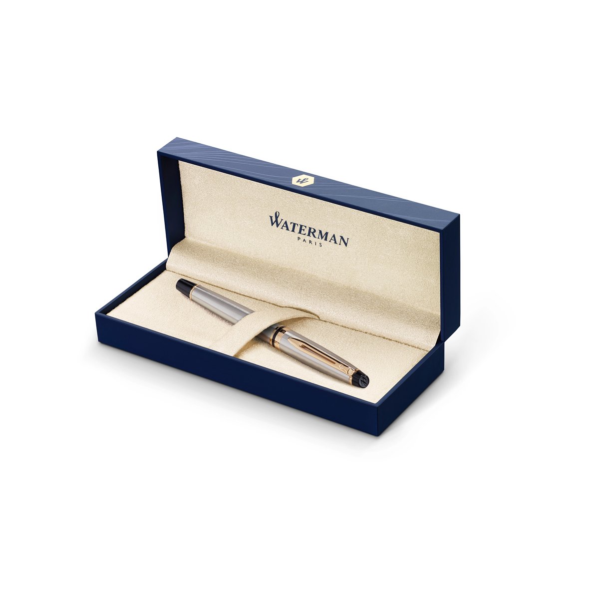 Ручка-роллер Waterman «Expert Stainless Steel GT» черная, 0.8мм, подарочная упаковка