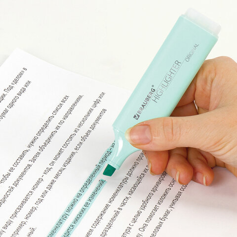 Текстовыделитель BRAUBERG «ORIGINAL PASTEL», БИРЮЗОВЫЙ, линия 1-5 мм