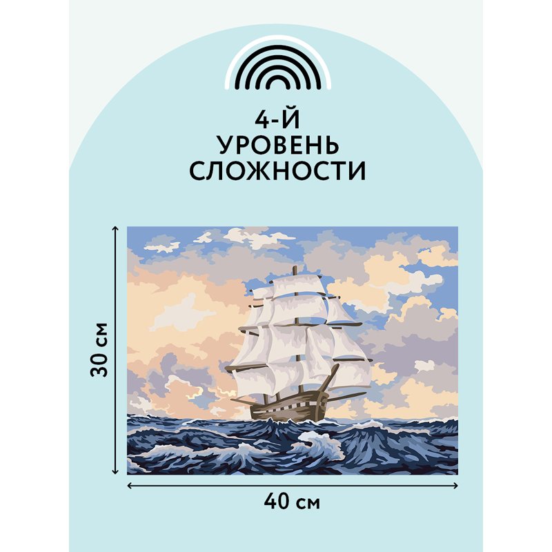 Картина по номерам на картоне ТРИ СОВЫ «Парусник», 30×40см, с акриловыми красками и кистями