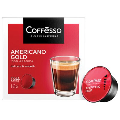 Кофе в капсулах COFFESSO «Americano Gold» для кофемашин Dolce Gusto, 16 порций