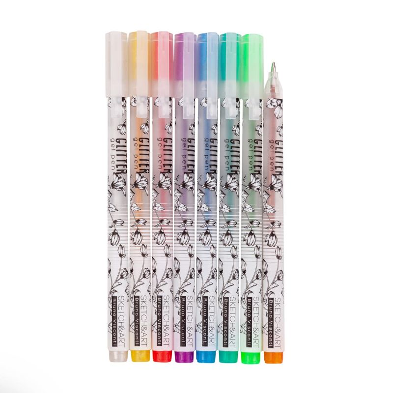 Набор гелевых ручек SKETCH&ART Uni Write. GLITTER 1мм, блестки, 8цв 20-0309