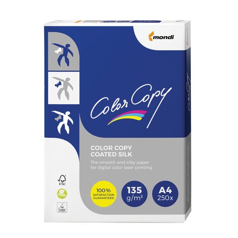 превью Бумага COLOR COPY SILK, белая, мелованная, матовая, А4, 135 г/м2, 250 л., класс «А++»