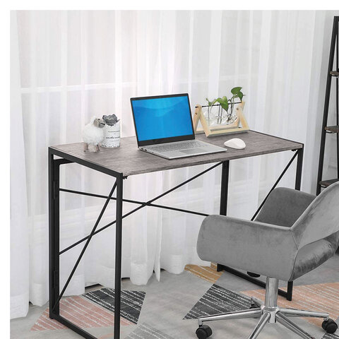 Стол на металлокаркасе BRABIX «LOFT CD-002», 1000×500х750 мм, складной, цвет дуб антик
