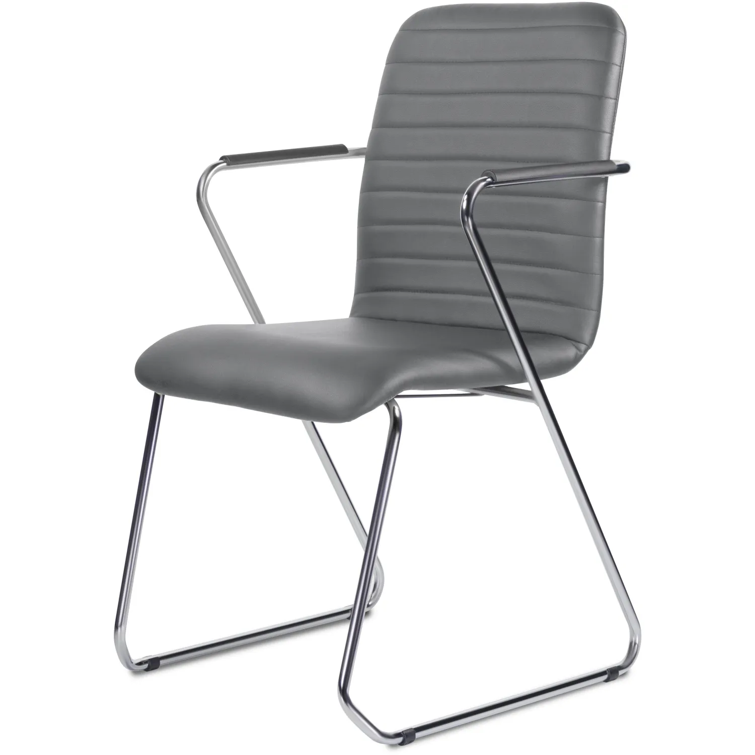 Стул офисный Easy Chair Честер тёмно-серый (искусственная кожа, металл)