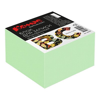 Блок для записей Комус BC 90×90х50 зеленый пастель на склейке