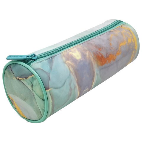 превью Пенал-тубус BRAUBERG, с эффектом Soft Touch, мягкий, «Mint marble», 22×8 см
