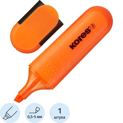 Маркер текстовыделитель Kores BRIGHT LINER PLUS, скош нак, 0.5-5 мм, оранж