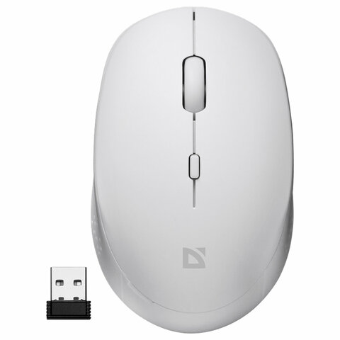 превью Мышь беспроводная DEFENDER Auris MB-027, USB, 3 кнопки + 1 колесо-кнопка, оптическая, белая