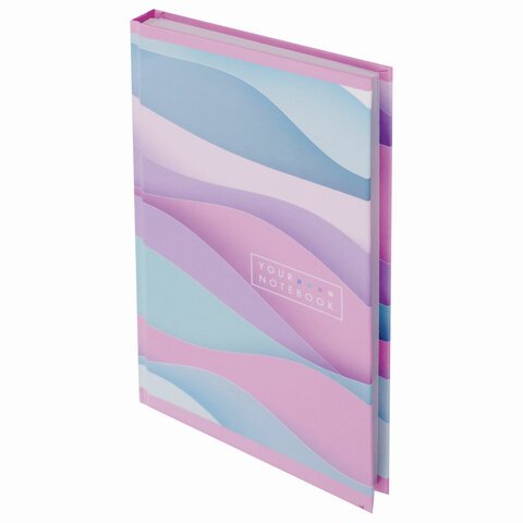 превью Блокнот А5 (135×206 мм), 80 л., твердый, клетка, выборочный лак, STAFF, «Waves», 111609