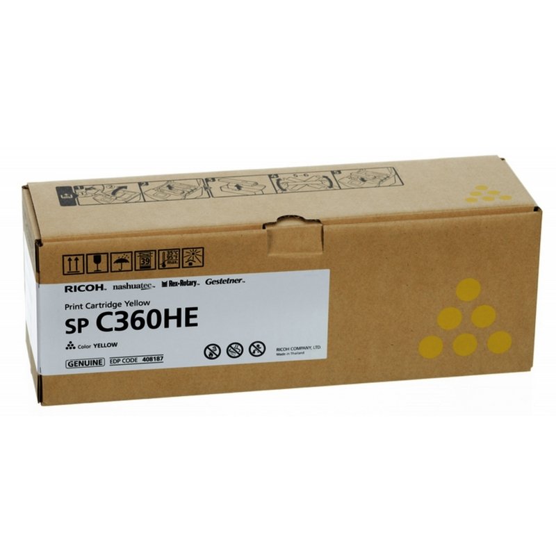 превью Тонер-картридж Ricoh SP C360HE 408187 желтый оригинальный повышенной емкости