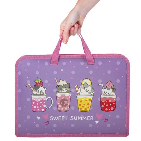 Папка на молнии с ручками ЮНЛАНДИЯ А41 отделениепластикширина 40 мм«Sweet»270947