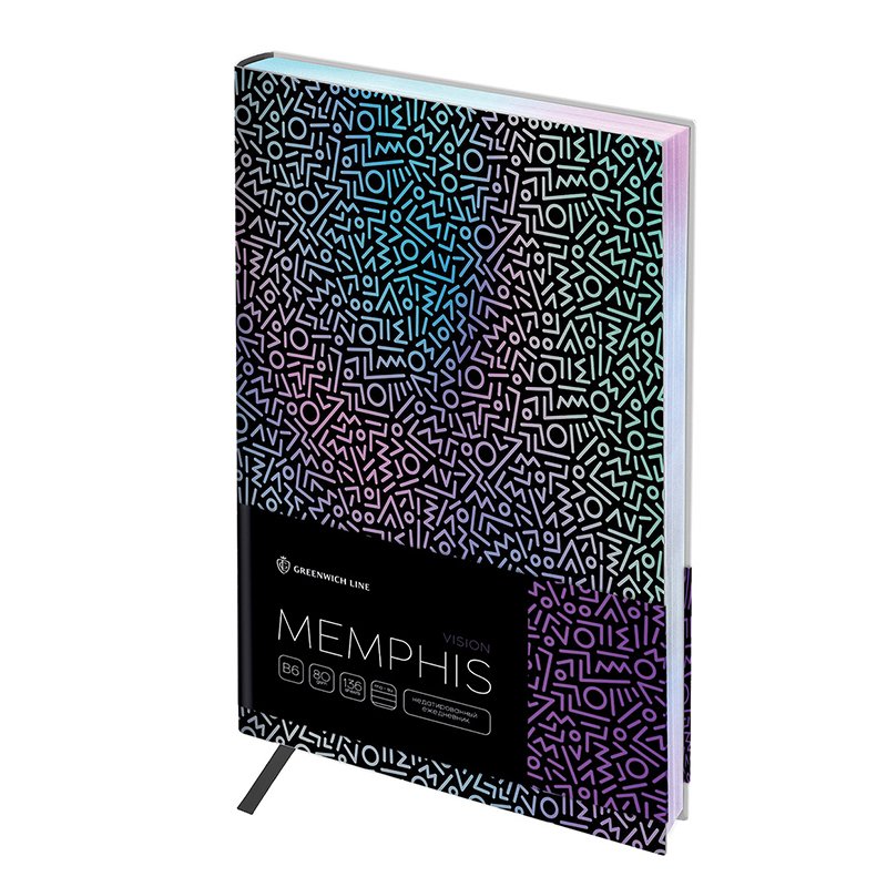 превью Ежедневник недатир. B6, 136л., кожзам, Greenwich Line «Vision. Memphis», тон. блок, гологр. срез