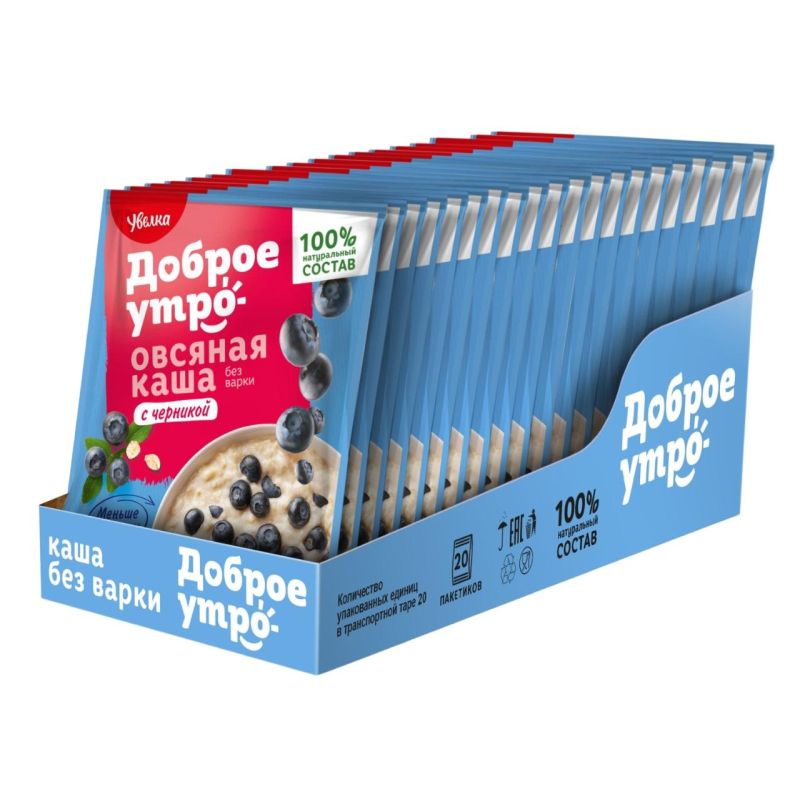 превью Каша Увелка овсяная с черникой 40гх20шт/уп