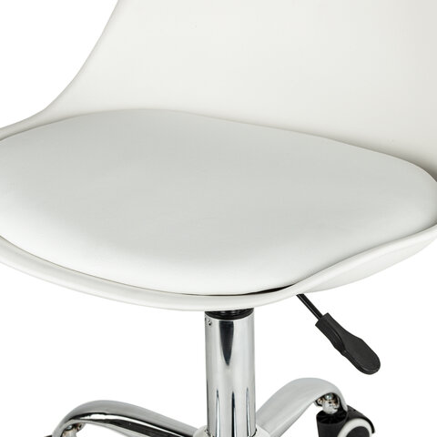 Кресло стул BRABIX «Eames MG-310 CH», хром, пластик белый, экокожа белая