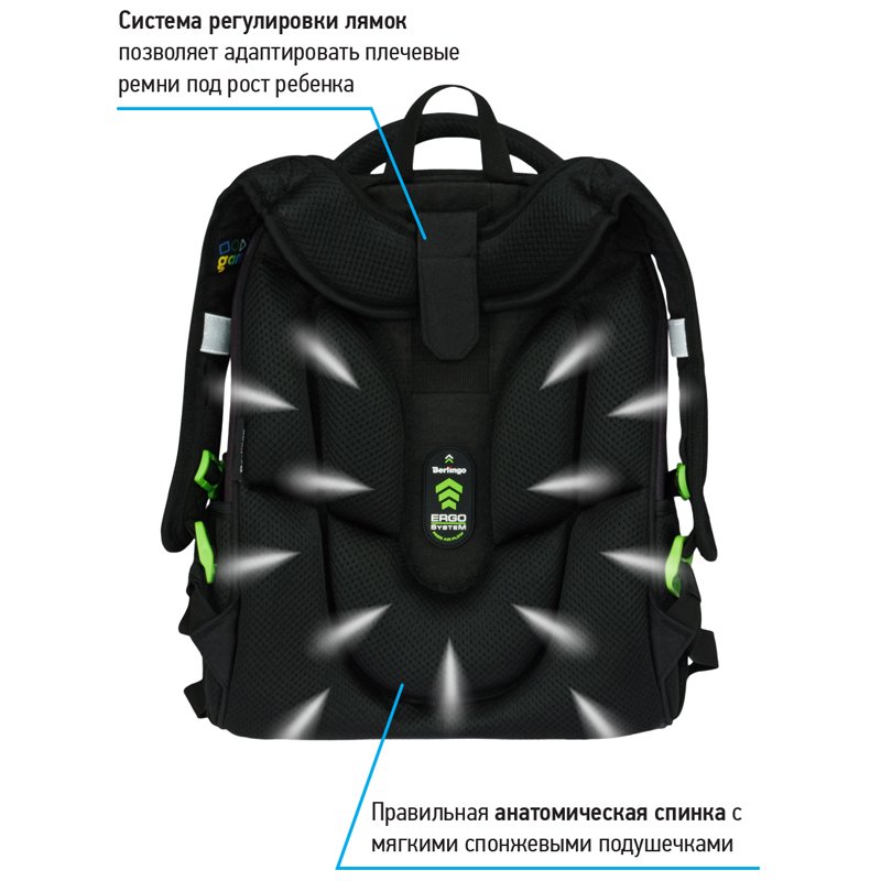 Ранец Berlingo Expert Max «Gaming Zone» 37×28×16см, 2 отделения, анатомическая спинка, дождевик в комплекте
