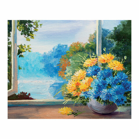 Холст на картоне с контуром BRAUBERG ART «CLASSIC» «БУКЕТ» 30×40 см ...