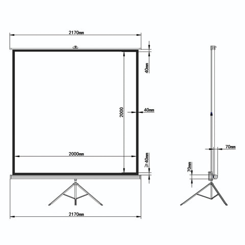 Экран проекционный на треноге (200×200 см), матовый, 1:1, BRAUBERG «TRIPOD»
