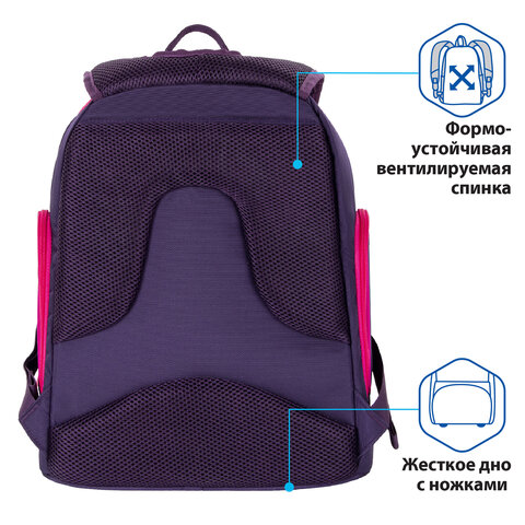 Рюкзак BRAUBERG CLASSICлегкий каркаспремиум материалGraceful catфиолетовый37×32х21 см270087