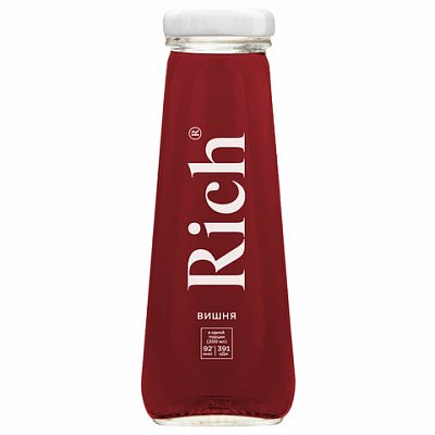 Нектар RICH 0.2 л, вишня, подходит для детского питания, стеклянная бутылка