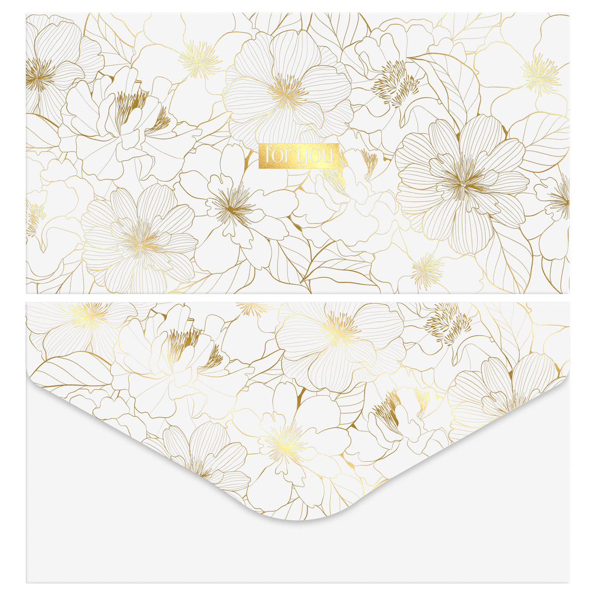 Конверт для денег MESHU «Gold flower» 85×164мм, матовая ламинация, фольга, 4 дизайна