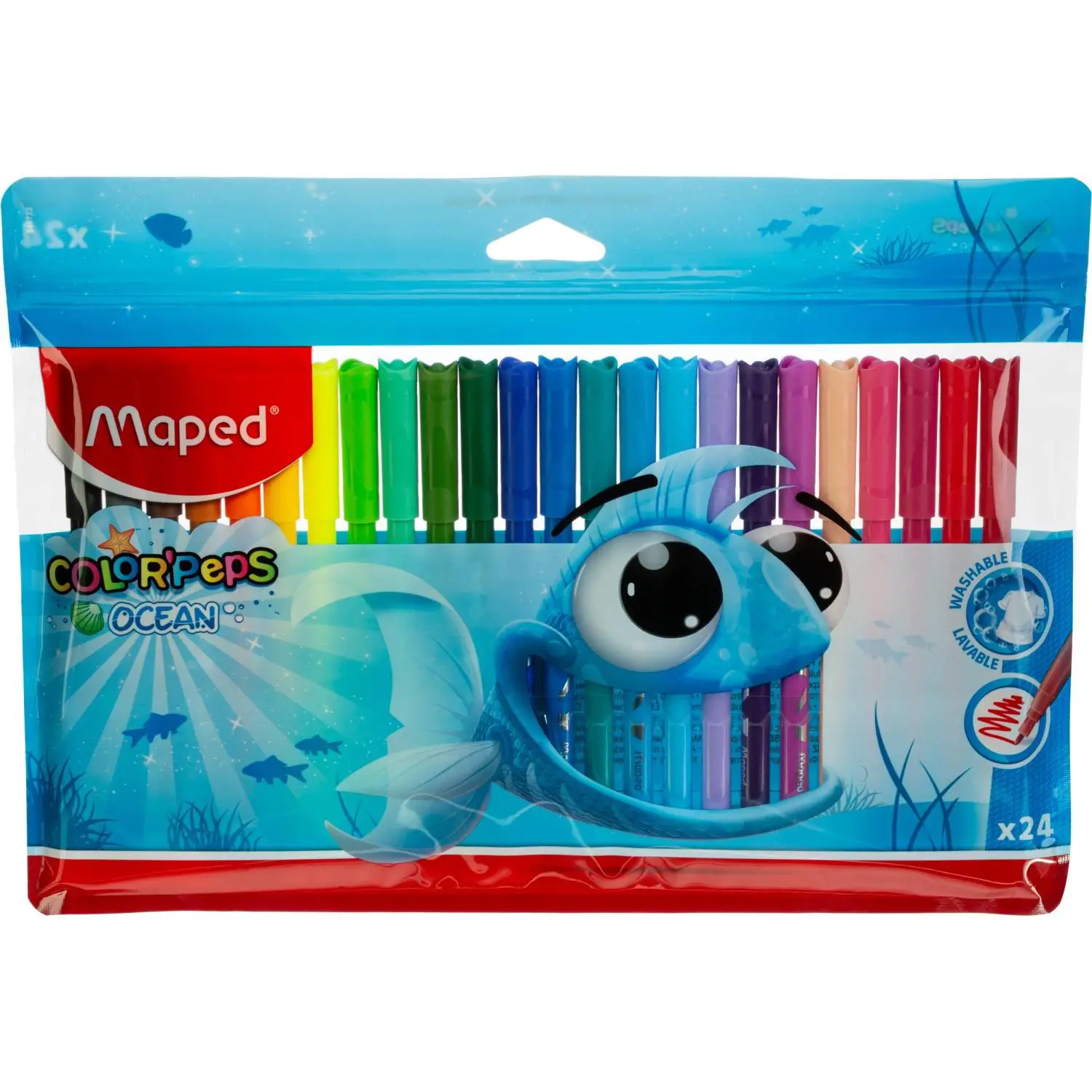 Фломастеры Maped Color'peps Ocean 24 цвета с вентилируемыми колпачками смываемые