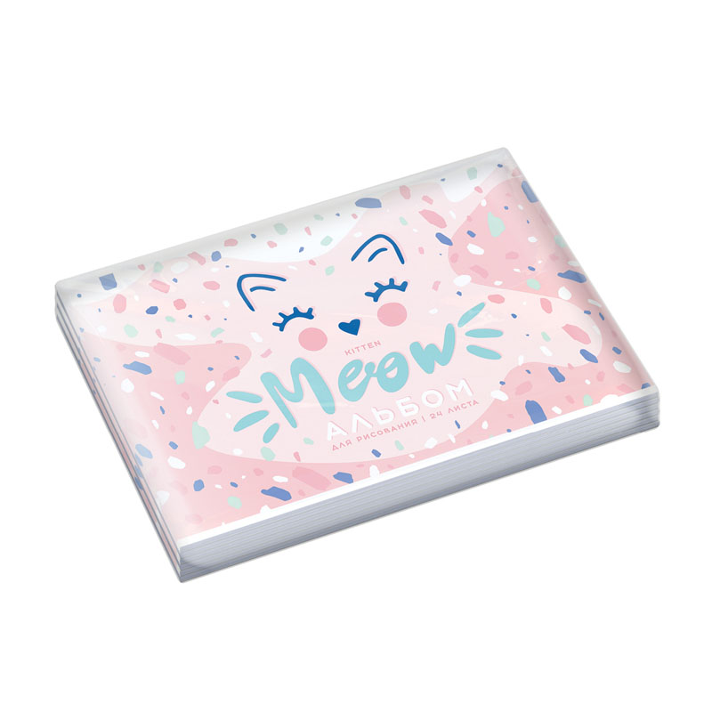 Альбом для рисования 24л., А4, на скрепке ArtSpace «Рисунки. Meow», эконом