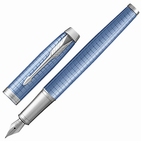 превью Ручка перьевая PARKER «IM Premium Blue CT», корпус голубой с гравировкой, хромированные детали, синяя
