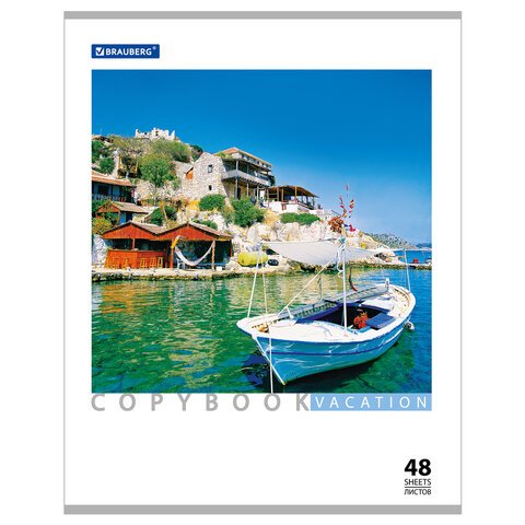 Тетрадь 48 л. BRAUBERG, клетка, обложка мелованный картон, «Vacation» («Каникулы»), 5 видов