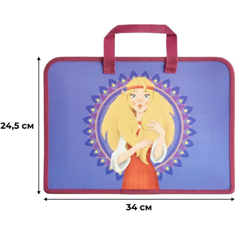 Папка для тетрадей КОМУС Три богатыря Аленушка, А4, молн, руч, пласт,75, ПТ 14-4