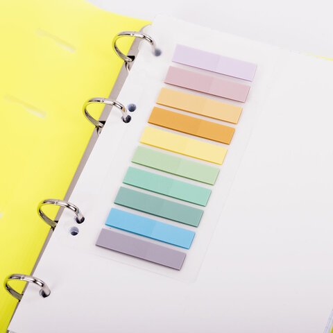 Закладки клейкие пастельные BRAUBERG PASTEL, пластиковые, 45×10 мм, 10 цветов х 20 листов