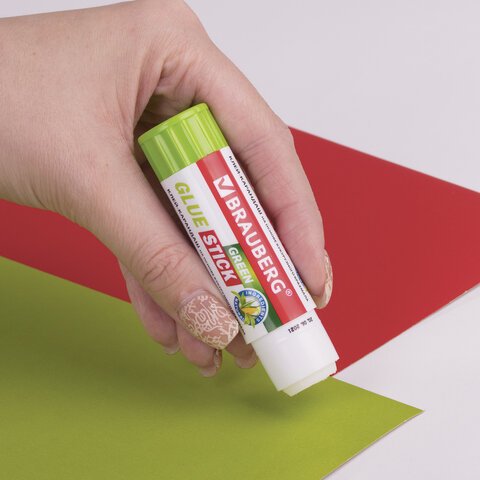 Клей-карандаш на натуральной основе BRAUBERG GREEN, 8 г