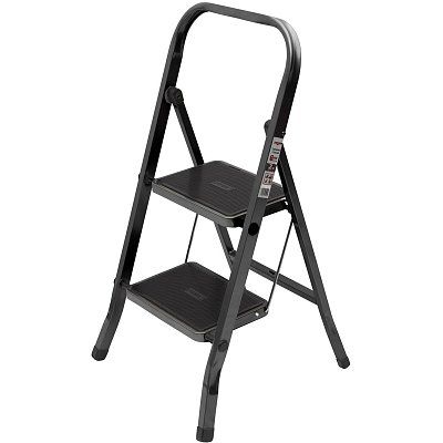 Стремянка Jet Black 2 шир. ступ. с ковриком, сталь, Zalger, арт. 9910-2