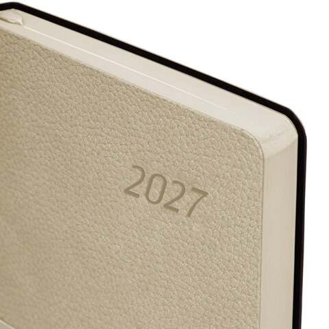 Ежедневник датированный 2027, А5, 138×213 мм, BRAUBERG «Stylish», под кожу, гибкий, бежевый