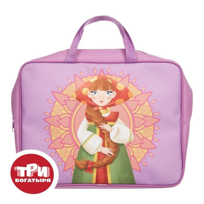 Папка для тетрадей КОМУС Три богатыря Любава, А4, на молн, ткань,75мм, ПМД-4-20