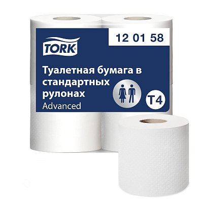 Бумага туалетная Tork Advanced 120158 T4 2-слойная белая (4 рулона в упаковке)