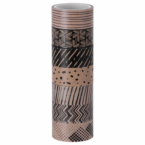 превью Клейкие WASHI-ленты для декора КОФЕЙНЫЕ ЦВЕТА, 15 мм х 3 м, 7 цветов, рисовая бумага, ОСТРОВ СОКРОВИЩ, 661706