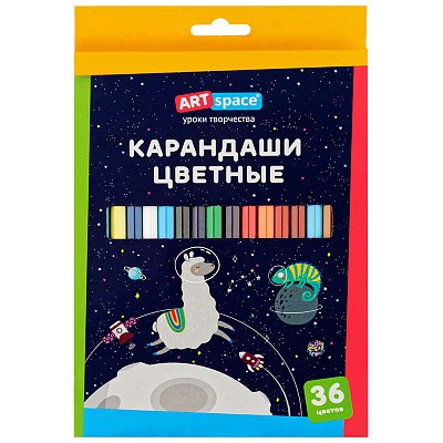 Карандаши цветные ArtSpace «Космонавты», 36цв., заточен., картон, европодвес
