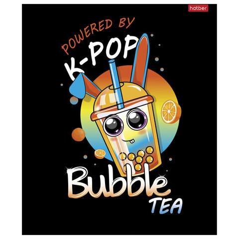 Тетрадь А5, 48 л., HATBER скоба, клетка, глянцевая ламинация, «Bubble tea» (микс в спайке), 089457