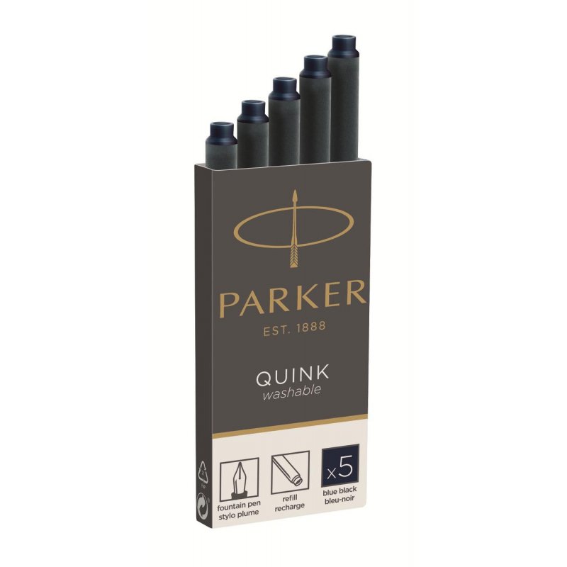 Картриджи чернильные PARKER «Cartridge Quink», КОМПЛЕКТ 5 шт., темно-синие