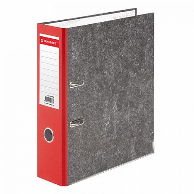 Папка-регистратор BRAUBERG, фактура стандарт, с мраморным покрытием, 80 мм, красный корешок