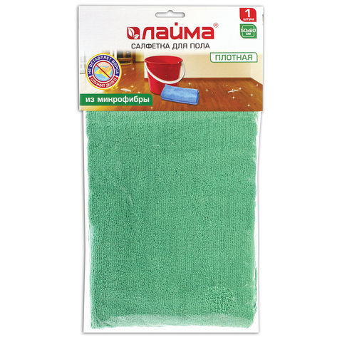 Тряпка для мытья пола ЛАЙМА плотная микрофибра, 50×60 см, зеленая