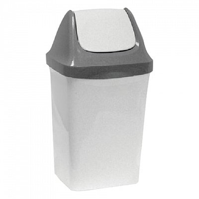 Ведро-контейнер 15 л для мусора IDEA «Свинг», качающаяся крышка, 47×27×23 см, серый мрамор