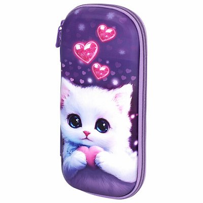 Пенал ЮНЛАНДИЯ, 1 отделение, 1 откидная планка, карман, EVA покрытие soft-touch, 22×10х5 см, «Cute cat»