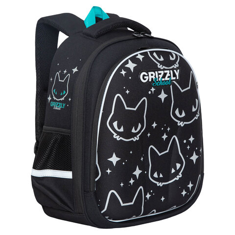 превью Ранец GRIZZLY анатомическая спинка, c брелоком, для девочек, «STAR CAT», 36×28х20 см