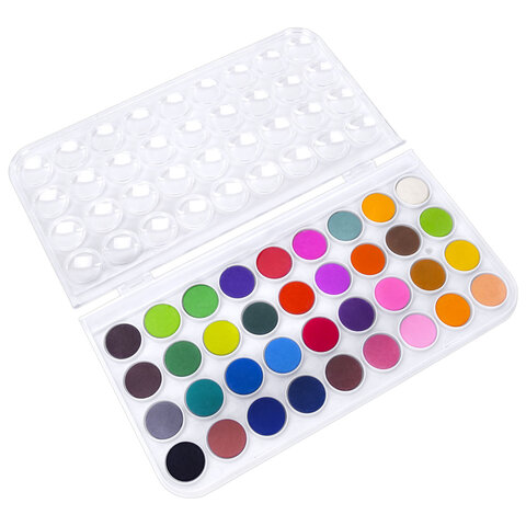 Краски акварельные ЮНЛАНДИЯ «ДОМИКИ», 36 цветов, круглые кюветы 23 мм, пенал