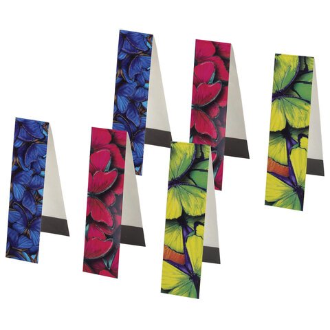 Закладки для книг с магнитом «КРАСКИ ЛЕТА», набор 6 шт., блестки, 25×196 мм, ЮНЛАНДИЯ, 111643